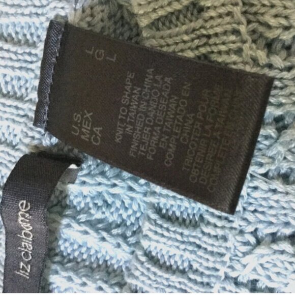 Liz Claiborne Women Size L Crew Neck Sweater Top Cotton Cable Knit Lt. Blue NWT - Picture 8 of 9